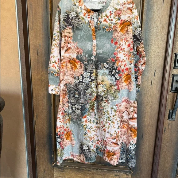 Johnny Was | Dresses | Johnny Was Orange Gray Long Sleeve Dress | Poshmark